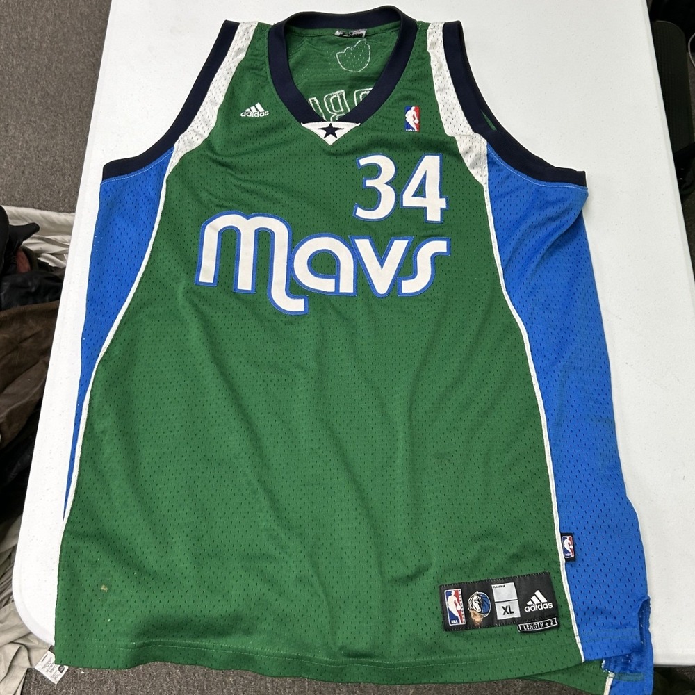 Adidas Basketball Jersey Mens XL Green Dallas Mavericks Devin Harris 34 NBA